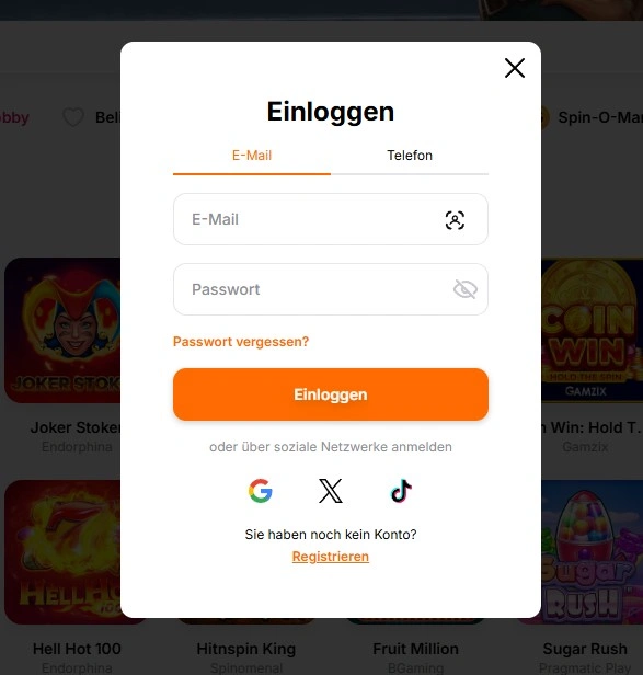 Hitnspin Registrierungsprozess für neue Nutzer